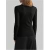 image:imageMakeMeChic Womens Long Sleeve Shirts Crew Neck Button Detail Asymmetrical Hem Blouse Y2k Goth TopsBlack