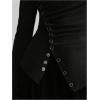 image:imageMakeMeChic Womens Long Sleeve Shirts Crew Neck Button Detail Asymmetrical Hem Blouse Y2k Goth TopsBlack