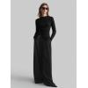 image:imageMakeMeChic Womens Long Sleeve Shirts Crew Neck Button Detail Asymmetrical Hem Blouse Y2k Goth TopsBlack