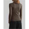 image:imageMakeMeChic Womens Long Sleeve Shirts Crew Neck Button Detail Asymmetrical Hem Blouse Y2k Goth TopsBrown