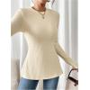 image:imageMakeMeChic Womens Long Sleeve Shirts Crew Neck Split Side Knit Loose Fit Lightweight Pullover SweatersApricot