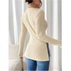 image:imageMakeMeChic Womens Long Sleeve Shirts Crew Neck Split Side Knit Loose Fit Lightweight Pullover SweatersApricot