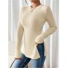 image:imageMakeMeChic Womens Long Sleeve Shirts Crew Neck Split Side Knit Loose Fit Lightweight Pullover SweatersApricot