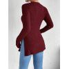 image:imageMakeMeChic Womens Long Sleeve Shirts Crew Neck Split Side Knit Loose Fit Lightweight Pullover SweatersBurgundy