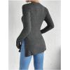 image:imageMakeMeChic Womens Long Sleeve Shirts Crew Neck Split Side Knit Loose Fit Lightweight Pullover SweatersGrey