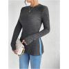 image:imageMakeMeChic Womens Long Sleeve Shirts Crew Neck Split Side Knit Loose Fit Lightweight Pullover SweatersGrey
