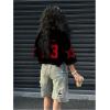 image:imageMakeMeChic Womens Number Print V Neck Jersey Shirt Half Sleeve Y2K Tee Crop TopsRed and Black
