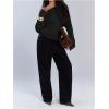 image:imageMakeMeChic Womens Off The Shoulder Sweatshirt Asymmetrical Tops Y2k Long Sleeve T Shirt Going Out TopsBlack