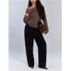 image:imageMakeMeChic Womens Off The Shoulder Sweatshirt Asymmetrical Tops Y2k Long Sleeve T Shirt Going Out TopsBrown