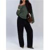 image:imageMakeMeChic Womens Off The Shoulder Sweatshirt Asymmetrical Tops Y2k Long Sleeve T Shirt Going Out TopsDark Green