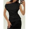 image:imageMakeMeChic Womens Off The Shoulder Tank Tie Back Sleeveless Business Dressy TopsBlack