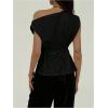 image:imageMakeMeChic Womens Off The Shoulder Tank Tie Back Sleeveless Business Dressy TopsBlack