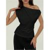 image:imageMakeMeChic Womens Off The Shoulder Tank Tie Back Sleeveless Business Dressy TopsBlack