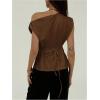 image:imageMakeMeChic Womens Off The Shoulder Tank Tie Back Sleeveless Business Dressy TopsBrown