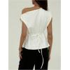 image:imageMakeMeChic Womens Off The Shoulder Tank Tie Back Sleeveless Business Dressy TopsWhite