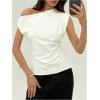 image:imageMakeMeChic Womens Off The Shoulder Tank Tie Back Sleeveless Business Dressy TopsWhite