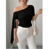 image:imageMakeMeChic Womens Off The Shoulder Top Short Sleeve Fitted Dressy Elegant T ShirtBlack