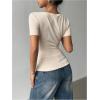 image:imageMakeMeChic Womens Off The Shoulder Tops Bow Y2k T Shirt Short Sleeve Fitted Summer TeeApricot