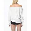 image:imageMakeMeChic Womens Off The Shoulder Tops Long Sleeve T Shirts Graphic Print Fitted Y2K Fall TopsWhite