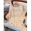 image:imageMakeMeChic Womens Plus Size Boho Tops Crochet Sweater Dolman Sleeve Beach Cover UpPlus Beige