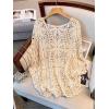 image:imageMakeMeChic Womens Plus Size Boho Tops Crochet Sweater Dolman Sleeve Beach Cover UpPlus Beige