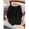 image:imageMakeMeChic Womens Plus Size Boho Tops Crochet Sweater Dolman Sleeve Beach Cover UpPlus Black