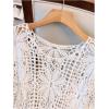 image:imageMakeMeChic Womens Plus Size Boho Tops Crochet Sweater Dolman Sleeve Beach Cover UpPlus White