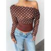 image:imageMakeMeChic Womens Polka Dots Asymmetrical Tops Long Sleeve Fitted Y2K Fall Crop TopsMulticolor
