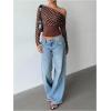 image:imageMakeMeChic Womens Polka Dots Asymmetrical Tops Long Sleeve Fitted Y2K Fall Crop TopsMulticolor