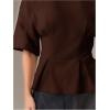 image:imageMakeMeChic Womens Ruffle Peplum Tops Going Out Short Sleeve Summer T Shirt BlouseBrown