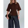 image:imageMakeMeChic Womens Ruffle Peplum Tops Going Out Short Sleeve Summer T Shirt BlouseBrown