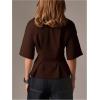 image:imageMakeMeChic Womens Ruffle Peplum Tops Going Out Short Sleeve Summer T Shirt BlouseBrown
