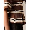 image:imageMakeMeChic Womens Ruffle Peplum Tops Going Out Short Sleeve Summer T Shirt BlouseBrown Striped