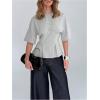 image:imageMakeMeChic Womens Ruffle Peplum Tops Going Out Short Sleeve Summer T Shirt BlouseGrey
