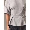 image:imageMakeMeChic Womens Ruffle Peplum Tops Going Out Short Sleeve Summer T Shirt BlouseGrey