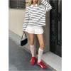 image:imageMakeMeChic Womens Rugby Shirt Striped Tops Long Sleeve Fall Tops Y2k Preppy Tee ShirtsBlack and White