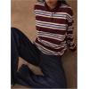 image:imageMakeMeChic Womens Rugby Shirt Striped Tops Long Sleeve Fall Tops Y2k Preppy Tee ShirtsBrown Shirt