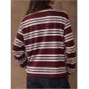 image:imageMakeMeChic Womens Rugby Shirt Striped Tops Long Sleeve Fall Tops Y2k Preppy Tee ShirtsBrown Shirt