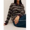 image:imageMakeMeChic Womens Rugby Shirt Striped Tops Long Sleeve Fall Tops Y2k Preppy Tee ShirtsChocolate Brown
