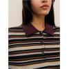 image:imageMakeMeChic Womens Rugby Shirt Striped Tops Long Sleeve Fall Tops Y2k Preppy Tee ShirtsChocolate Brown