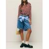 image:imageMakeMeChic Womens Rugby Shirt Striped Tops Long Sleeve Fall Tops Y2k Preppy Tee ShirtsRed Shirt