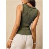 image:imageMakeMeChic Womens Sleeveless Henley Shirt Button Down Crew Neck Fitted Tee TopsArmy Green