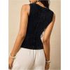 image:imageMakeMeChic Womens Sleeveless Henley Shirt Button Down Crew Neck Fitted Tee TopsBlack