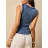 image:imageMakeMeChic Womens Sleeveless Henley Shirt Button Down Crew Neck Fitted Tee TopsBlue