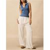 image:imageMakeMeChic Womens Sleeveless Henley Shirt Button Down Crew Neck Fitted Tee TopsBlue