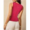 image:imageMakeMeChic Womens Sleeveless Henley Shirt Button Down Crew Neck Fitted Tee TopsRed