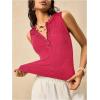 image:imageMakeMeChic Womens Sleeveless Henley Shirt Button Down Crew Neck Fitted Tee TopsRed