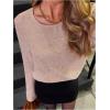 image:imageMakeMeChic Womens Sparkly Crewneck T Shirt Long Sleeve Evening Party TopsDusty Pink