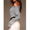 image:imageMakeMeChic Womens Striped Asymmetrical Neck T Shirt Long Sleeve Crop Tops with ScarfMulticolor