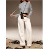 image:imageMakeMeChic Womens Striped Asymmetrical Neck T Shirt Long Sleeve Crop Tops with ScarfMulticolor